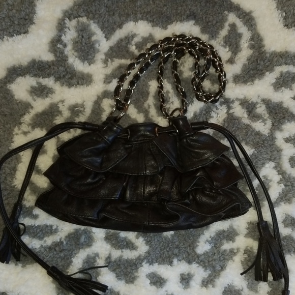 Adrienne Vittadini Leather Ruffled Mini Bag - Picture 1 of 4